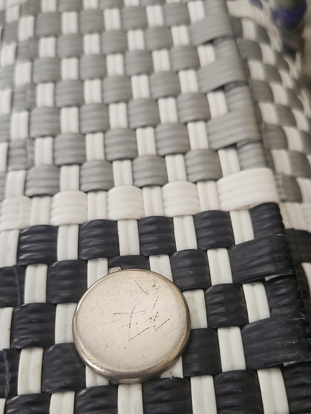 Woven Checker Tote Bag in Blue, Gray & Black - Picture 16 of 16